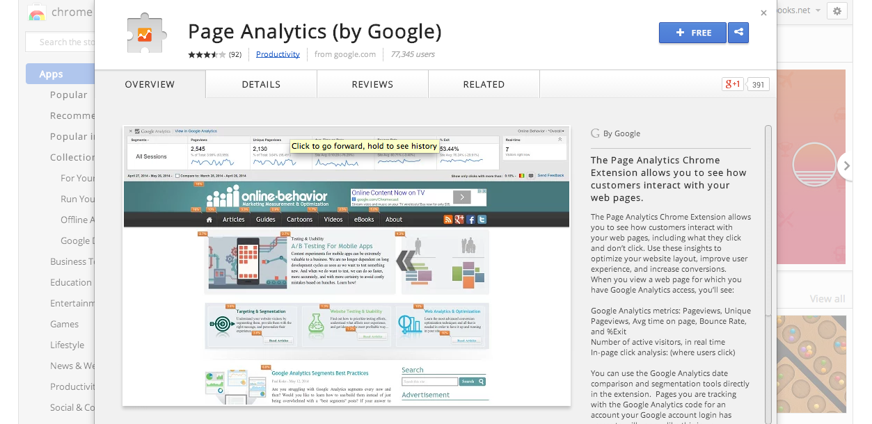 page analytics google