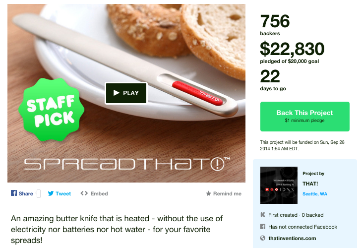 Heated Butter Spreader kickstarter