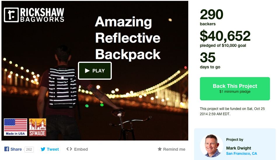 reflective bag kickstarter campaign